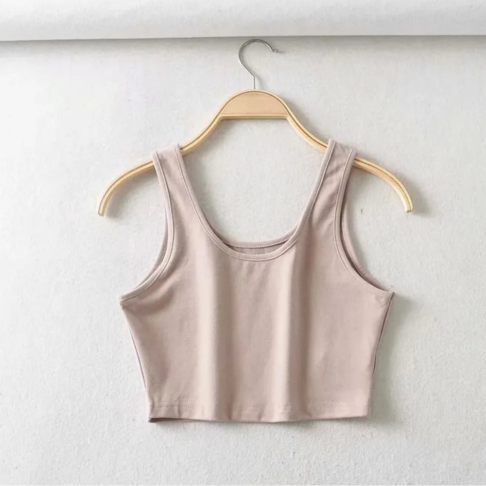 Beige Cropped Tank Top